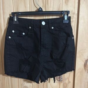 rue 21 Black Distressed Denim Shorts